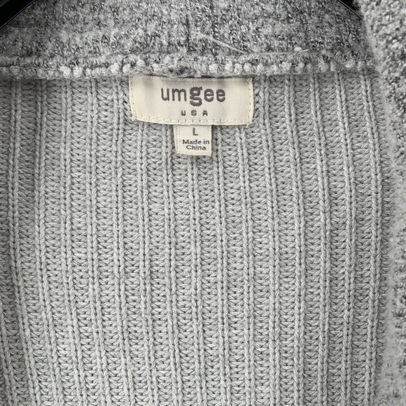 Umgee Textured Waterfall Open Front Cozy Style Cardigan Grey Sweater Womens Lg - Picture 4 of 10